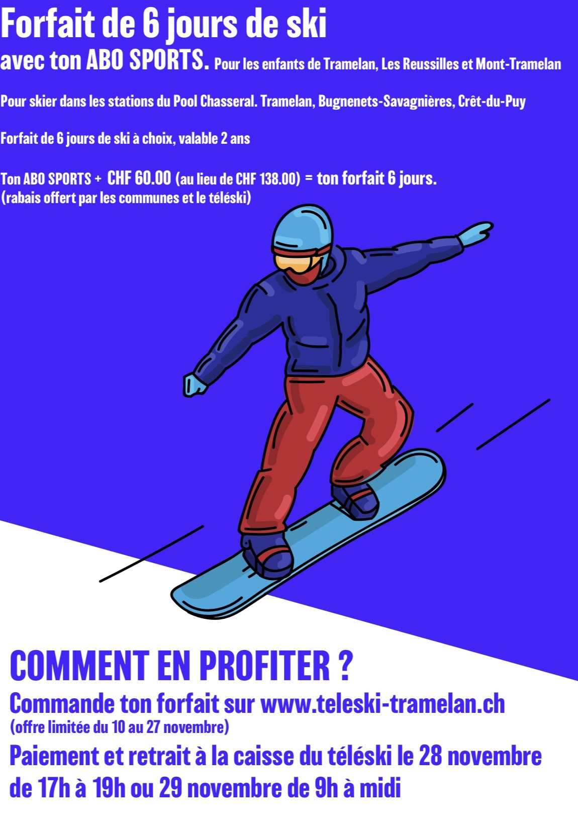 offre forfait 6 jours tramelan, les reussilles, mont tramelan